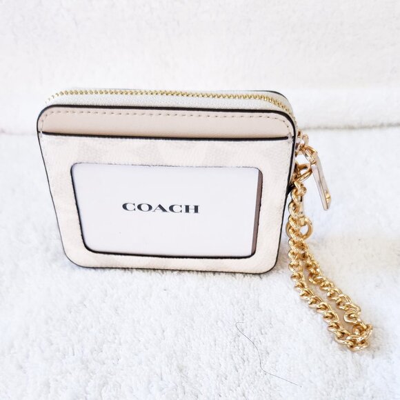 NWT Coach Zip Card Case In Signature Canvas White Chalk CW883 - Picture 3 of 5